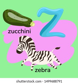 Letter z from the children's alphabet. Vector graphics.