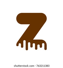 Letter Z Chocolate font. sweetness alphabet. Liquid lettering. Sweet viscous ABC sign