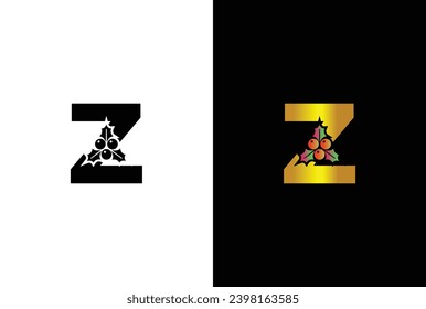 Letter Z with Christmas Logo. typography element for Christmas, new year and winter holiday design.