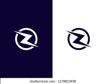 Letter Z in circle logo design. Lightning, electricity power vector icon. Fast speed letter Z concept. Graphic alphabet symbol for corporate business identity