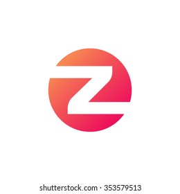 letter z circle shape icon logo orange red