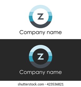 letter z circle shape icon logo white blue
