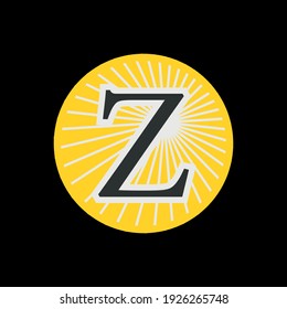 Letter Z in a circle with sunlight Design