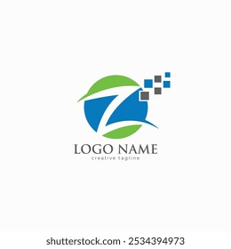 Letter Z Circle Technology Logo Design Template digital circle, technology, data, connection, network