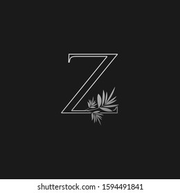 Letter Z Classic Silver Vintage  logo icon. Vector logo design concept classic vintage  nature leaves  with letter logo silver color.