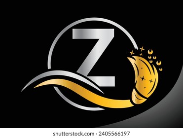 Letter Z Cleaning logo, Cleaning brush logo Design Vector Template.