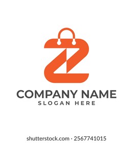 letter "Z" cleverly integrated within a shopping bag icon. The design symbolizes retail, e-commerce, and online shopping, conveying a sense of style, innovation, and consumer satisfaction.