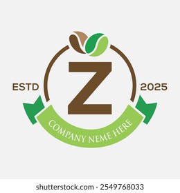 Letter Z Coffee Logo Design, Coffee Shop Logo. Coffee Beans Symbol