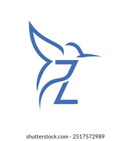 Letra Z Colibri Diseño de logotipos Icono de Vector Ilustración de símbolos de emblema gráfico