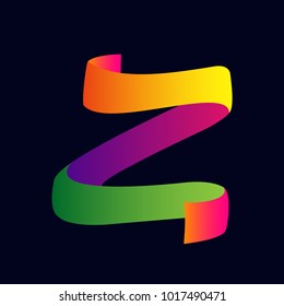 Letter Z colorful ribbon Vector logo design template. Icon concept, abstract shape, eps10
