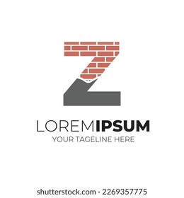 Letter Z Combined With Cemented Brick Logo Design Icon Vector Illustration