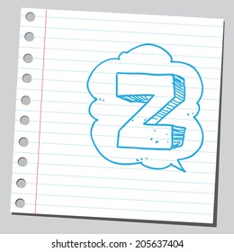 Letter Z in comic bubble 