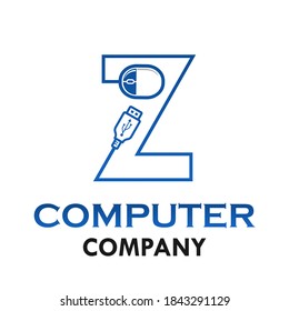 Letter z with computer mouse logo template illustration.