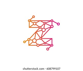 Letter Z Connected Circle Network Logo Design Element