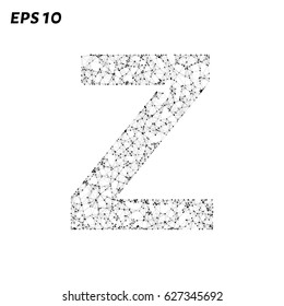 The letter Z consists of points, lines and triangles. Vector illustration