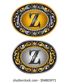 Letter Z - Cowboy belt buckle - Alphabet initial vector design
