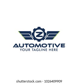 Letter Z Creative Automotive Logo Design Template with wing symbol