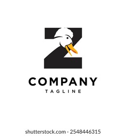 Letter Z Crested Duck Logo Icon Vector