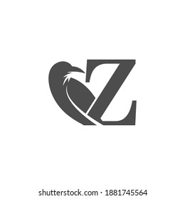 Letter Z and crow combination icon logo design vector