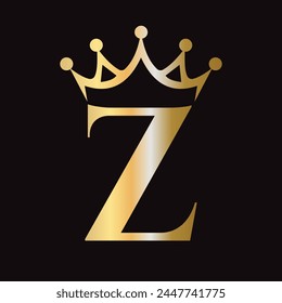 Letter Z Crown Logo for Queen Sign, Beauty, Fashion, Star, Elegant, Luxury Symbol	