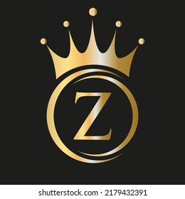 Logo des Briefes Z Krone. Royal Crown Logo for Spa, Yoga, Beauty, Fashion, Star, Elegant, Luxuszeichen