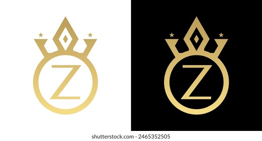 Letter Z Crown Logo, Letter Z Logo with crown Template for Sign Luxury Star Elegant Beauty,fashion