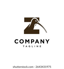 Letter Z Curlew bird Logo Icon Vector