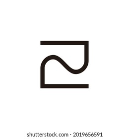 letter z curves wavy geometric line logo vector