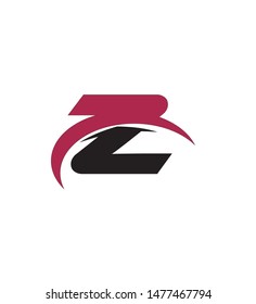 letter z is cut in a half circle in black and red