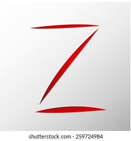 Letter Z cut out on a paper. Vector Scratches  alphabet