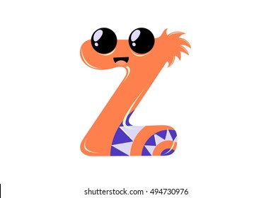 Letter "z" with cute cartoon expression. Vector illustration for teaching children with an interesting avatar of letters.
