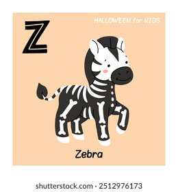 Letter Z and a cute cartoon zebra. Children's English alphabet. It is suitable for the design of postcards, books, leaflets, banners, birthday invitations. Colorful vector illustration