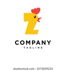 Letter Z Cute Chicken Logo Icon Vector