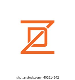 letter Z and D monogram square shape logo orange