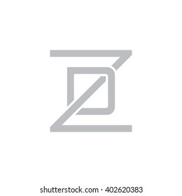 letter Z and D monogram square shape logo gray