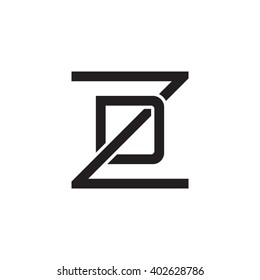 letter Z and D monogram square shape logo black