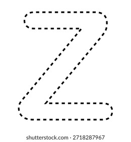 Letra Z tracejada linha contorno vetor ilustração versão preto