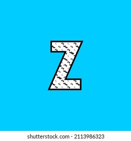 letter z decorated with transportation pattern. Vector cartoon english alphabet.
