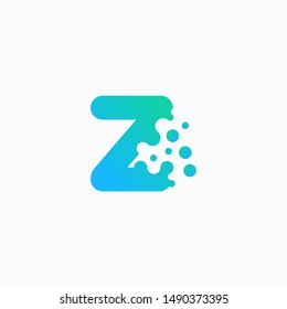 Letter Z Design with dot shape. molecule and Lab Logo Design Element. perfect for technology,software, network and science brand. - vector
