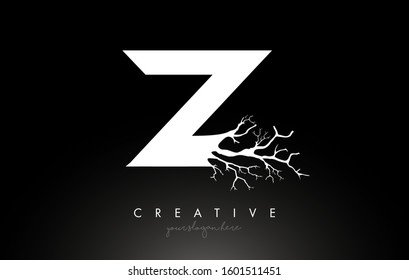 Letter Z Design Logo with Creative Tree Branch. Z Letter Tree Icon Logo  Vector Illustration.