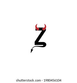 Letter Z with devil's horns and tail icon logo design vector template