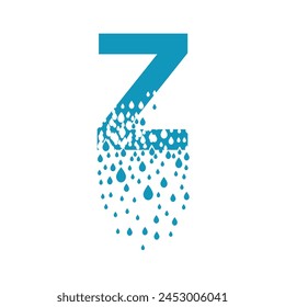 The letter Z dissolves into droplets. Drops of liquid fall out as precipitation. Destruction effect. Dispersion.
