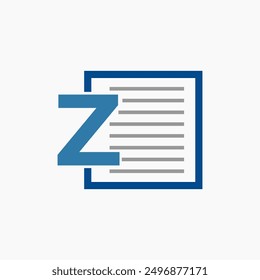 Letra Z Plantilla de diseño de logotipo de documento