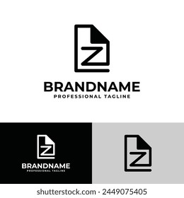 Letter Z Document Logo, suitable for business related to document or paper with Z initial