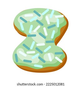 Letter z in donut font vector illustration. Design of alphabet letter from chocolate donut or cookie with icing. Food, dessert, typography concept for bakery or cafe