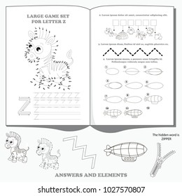 Letter Z. Dot to dot educational game for kids.