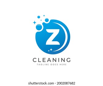 Letter Z with Dots and Bubbles. Cleaning Logo Design Template