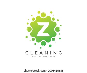 Letter Z with Dots and Bubbles. Cleaning Logo Design Template
