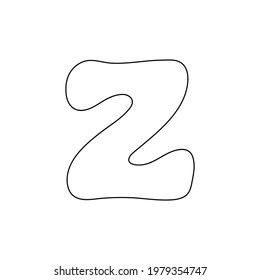 Letter z drawing, vector illustration