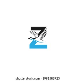Letter Z with duck icon logo design illustration vector